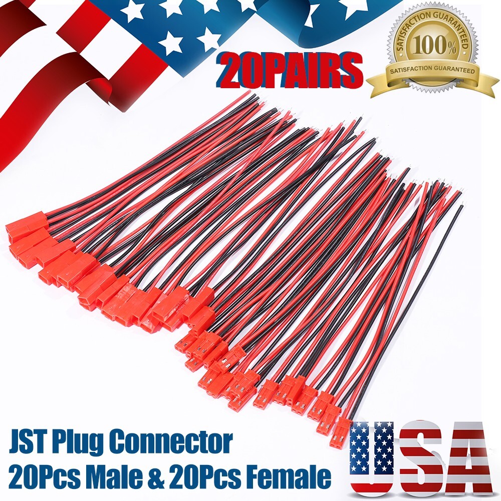 20 pairs For JST Plug Connector Cable Wire 150mm Male and Female RC Lipo Battery