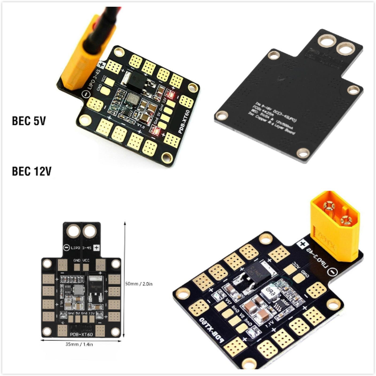 PDB XT60 With Dual BEC 5V/12V Power Distribution Board Module For FPV Drone RC