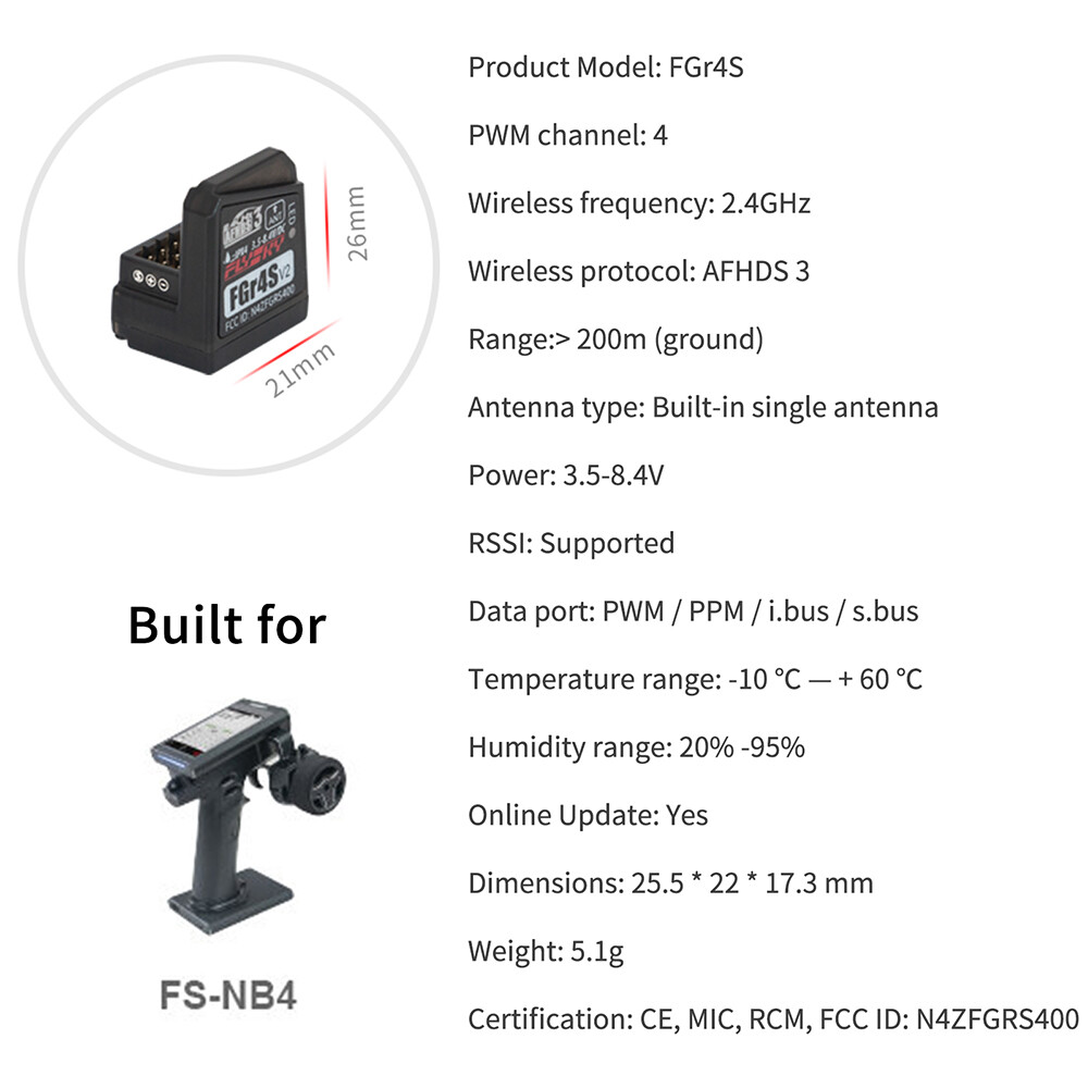 Flysky FGR4S FGR4P FGR4B FS-GR3E FS-R6B FS-iA6 FS-iA6B FS-BS6 FS-R9B RC Receiver