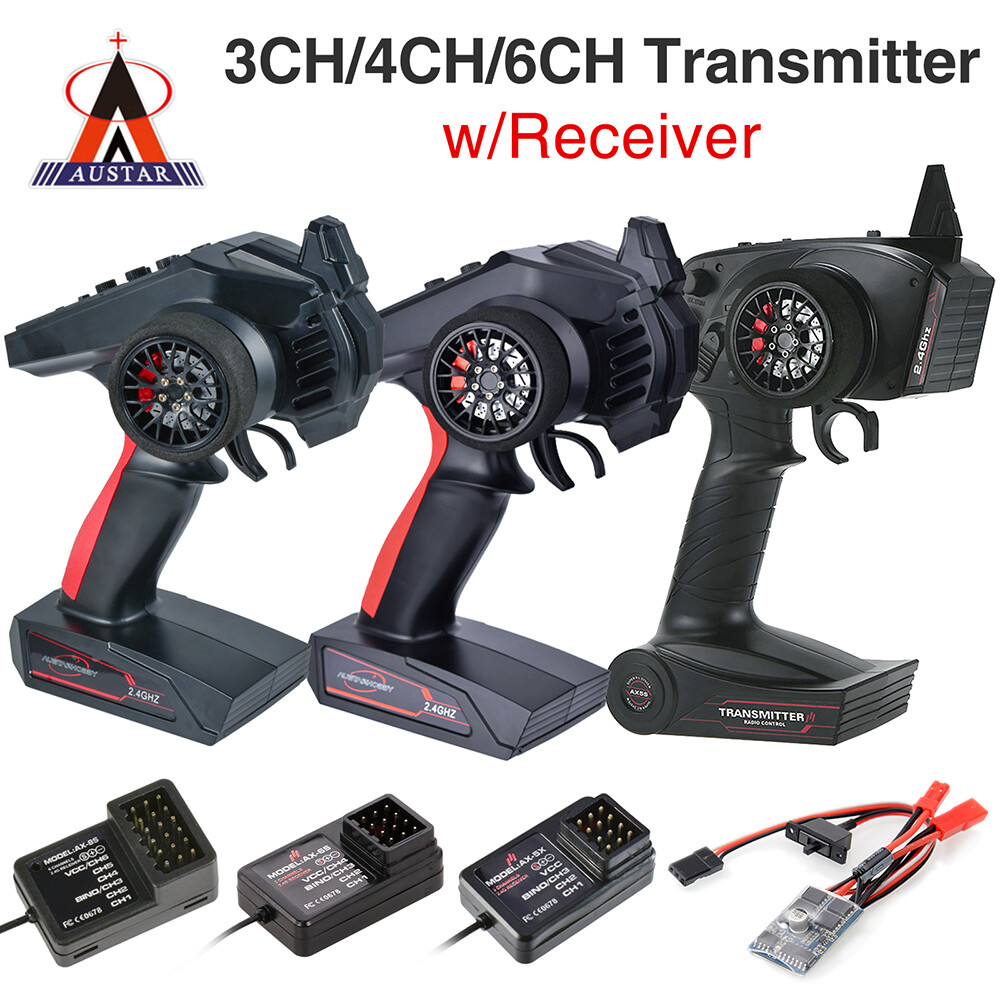 AUSTAR RC Transmitter and Receiver 2.4G 3CH 4CH 6CH RC Kit for 1/10 1/8 RC Car
