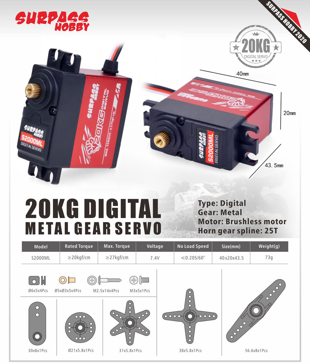 Digital Servo 9g 17g 25g 15kg 20kg 25kg 30kg 70kg for 1/12 1/10 1/8 RC Car Boat