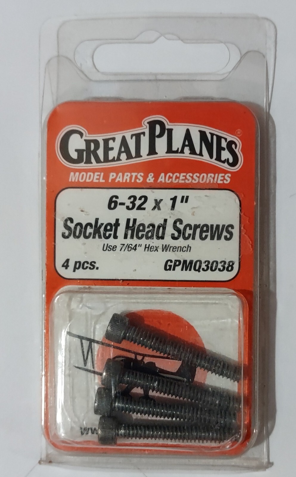 Great Planes Socket Head Screws 6-32×1″ (4) GPMQ3038