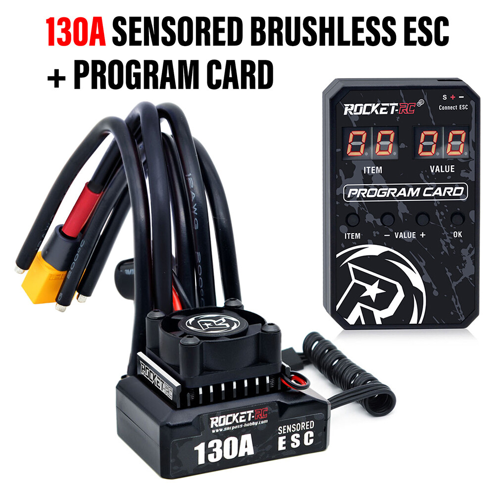 New ROCKET-RC 130A Brushless ESC Program Card for 1/10 RV Car 380/390/540 Motor