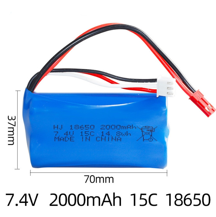 7.4V 2000mAh Li-ion Battery for RC Car Boat Plane SM/T/JST/EL/5500/Mini Tamiya