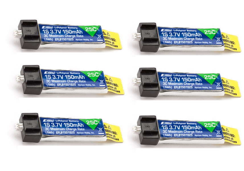 E-flite EFLB1501S25 1S 3.7V 25C 150mAh LiPo Battery 6pcs Blade MSR / MSRX