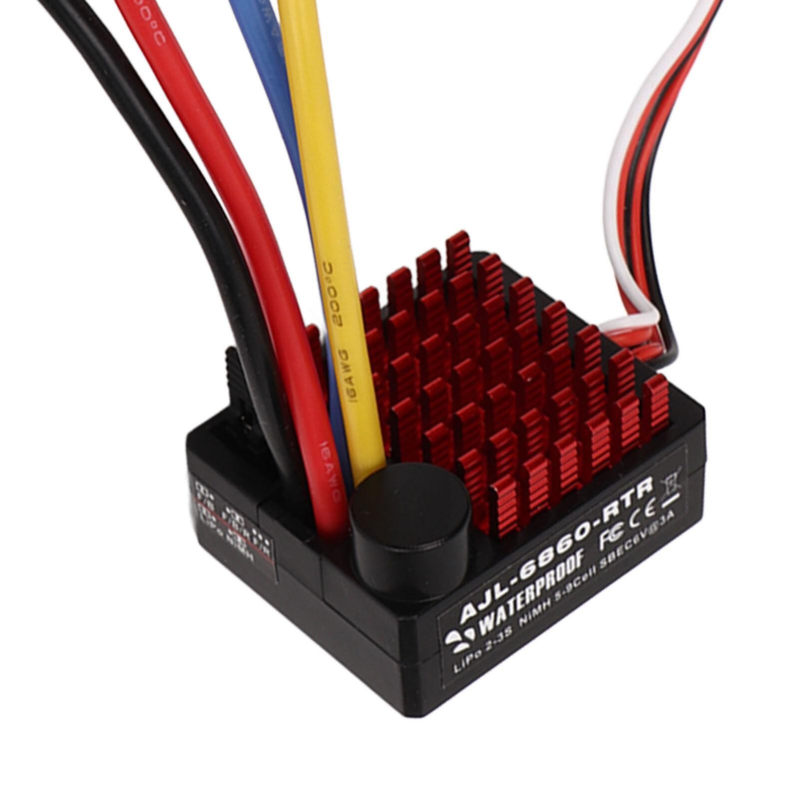 Brushed 60A ESC Waterproof Speed Control 2S-3S LiPo for 1/10 RC Cars Boat