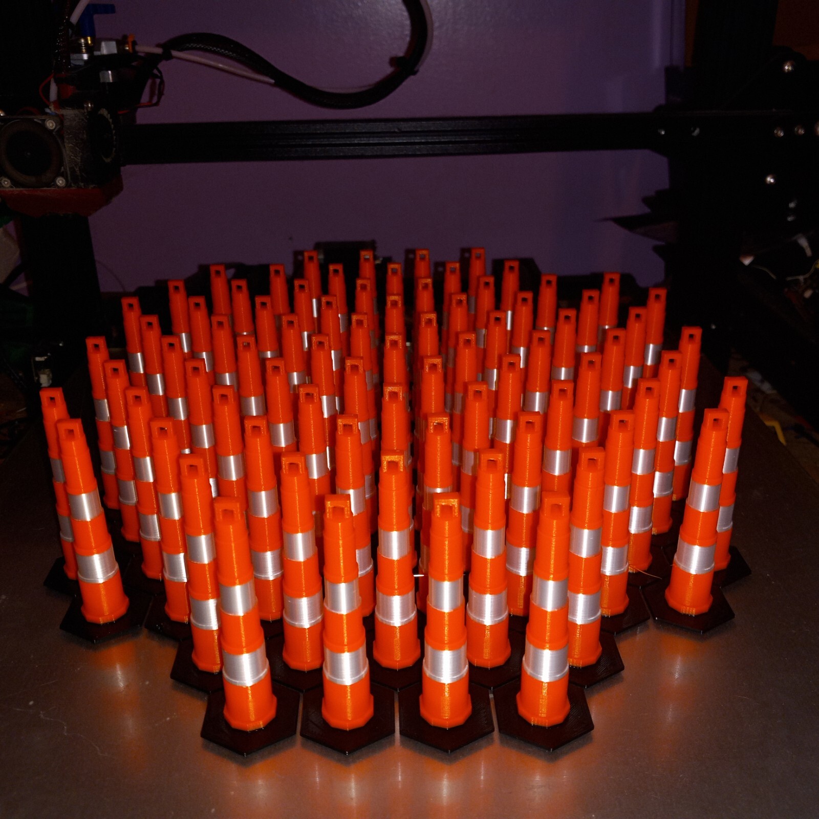 Bulk Set 75 RC Scale Orange & Reflective White Road Barrier Cones 1/10 Scale RC
