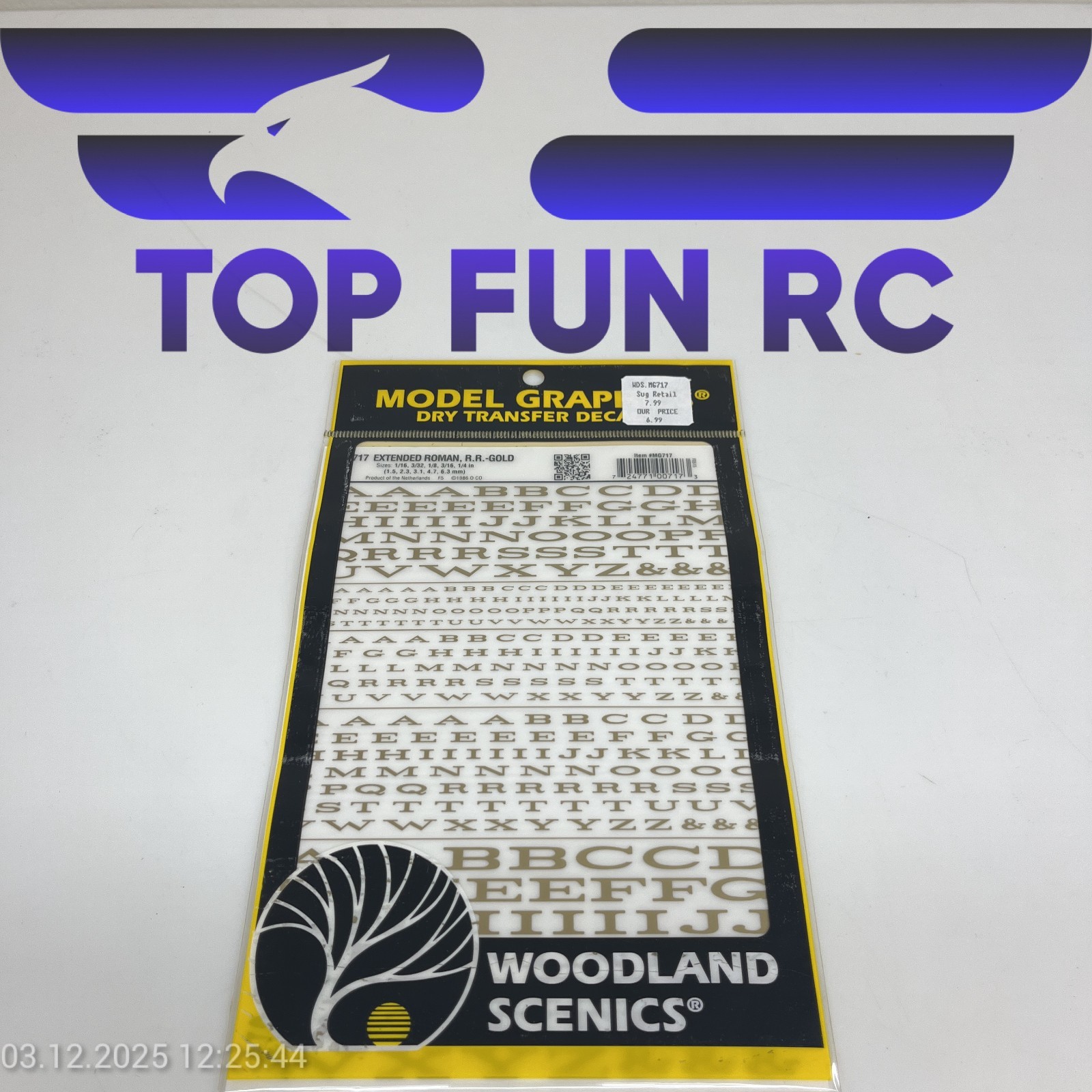 WOODLAND SCENICS MG717 EXTENDED ROMAN R.R.-GOLD DRY TRANSFER DECALS FOR RC CARS