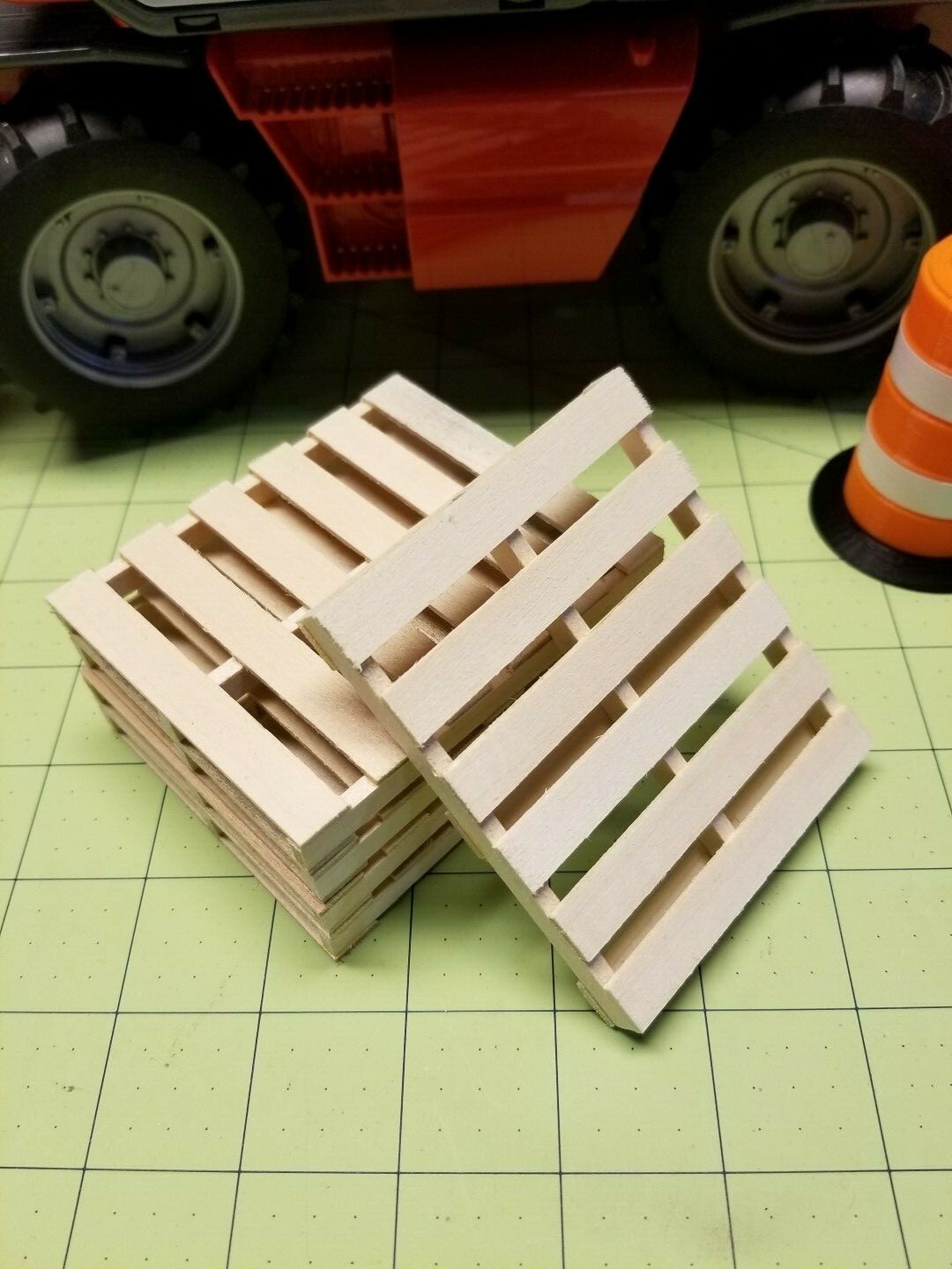 Set of 4 Miniature 1/14 Scale Wood Pallets for RC forklifts – Made in the USA