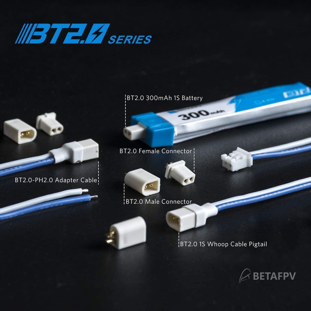 BT2.0 to PH2.0 Banana Pin Connector Plug 22AWG Cable for 1S Drone Charge Battery