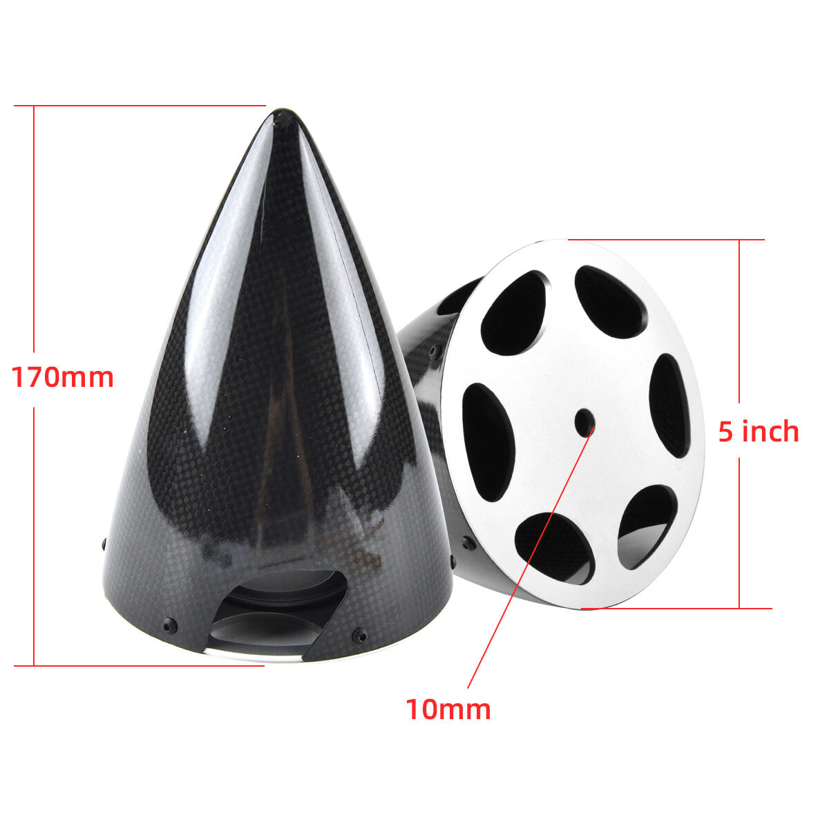 1X Carbon Fiber Spinner 5 inch 4 axis gas RC Airplane W/ Aluminum Back Plate