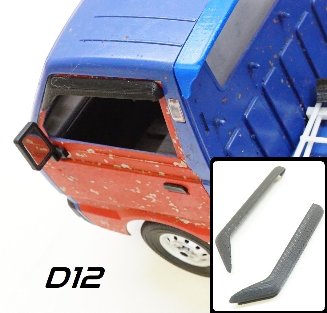3D Printed Window Rain Guards for WPL D12 RC Mini Truck 1/10 Scale