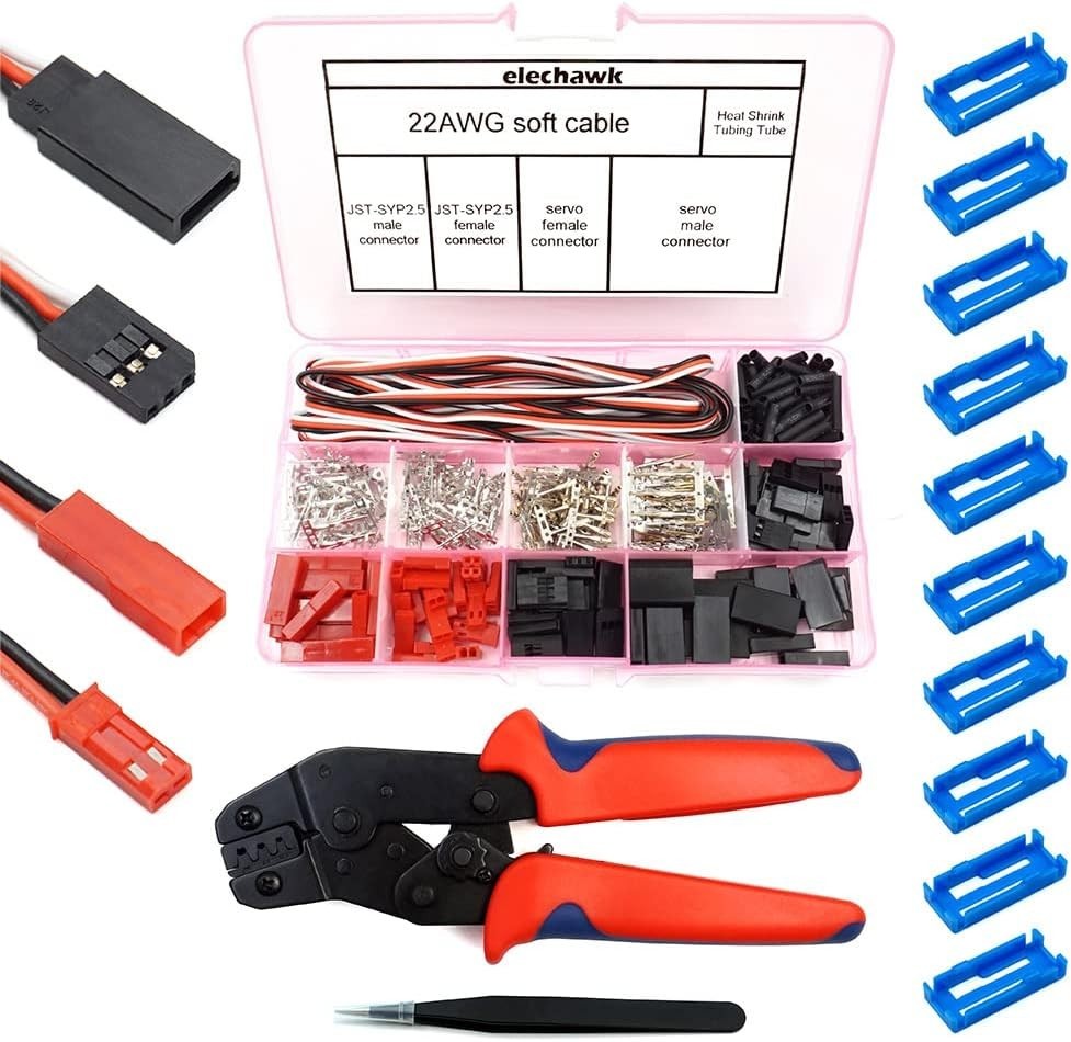 Effortless 55 Set RC Connector Kit with Ergonomic Crimping Tool for Easy Repairs
