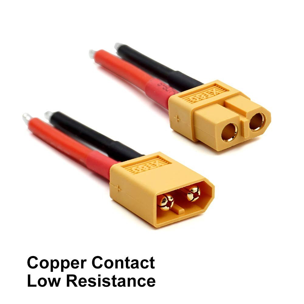 Reliable XT60 Male & Female Connectors with 14AWG Wire for RC Drone Batteries