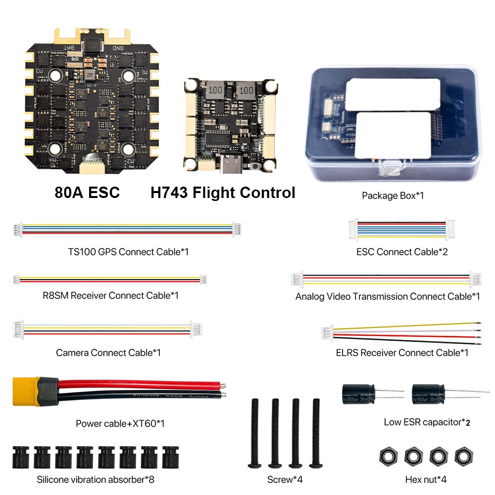 9IMOD H743 Flight Stack Control 4in1 70A/80A ESC 3-8S Lipo 30.5×30.5mm Dual Gyro
