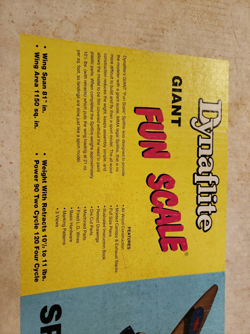 Dynaflite Kit – Giant Fun Scale SPITFIRE – 81″ wingspan – NIB – JT25
