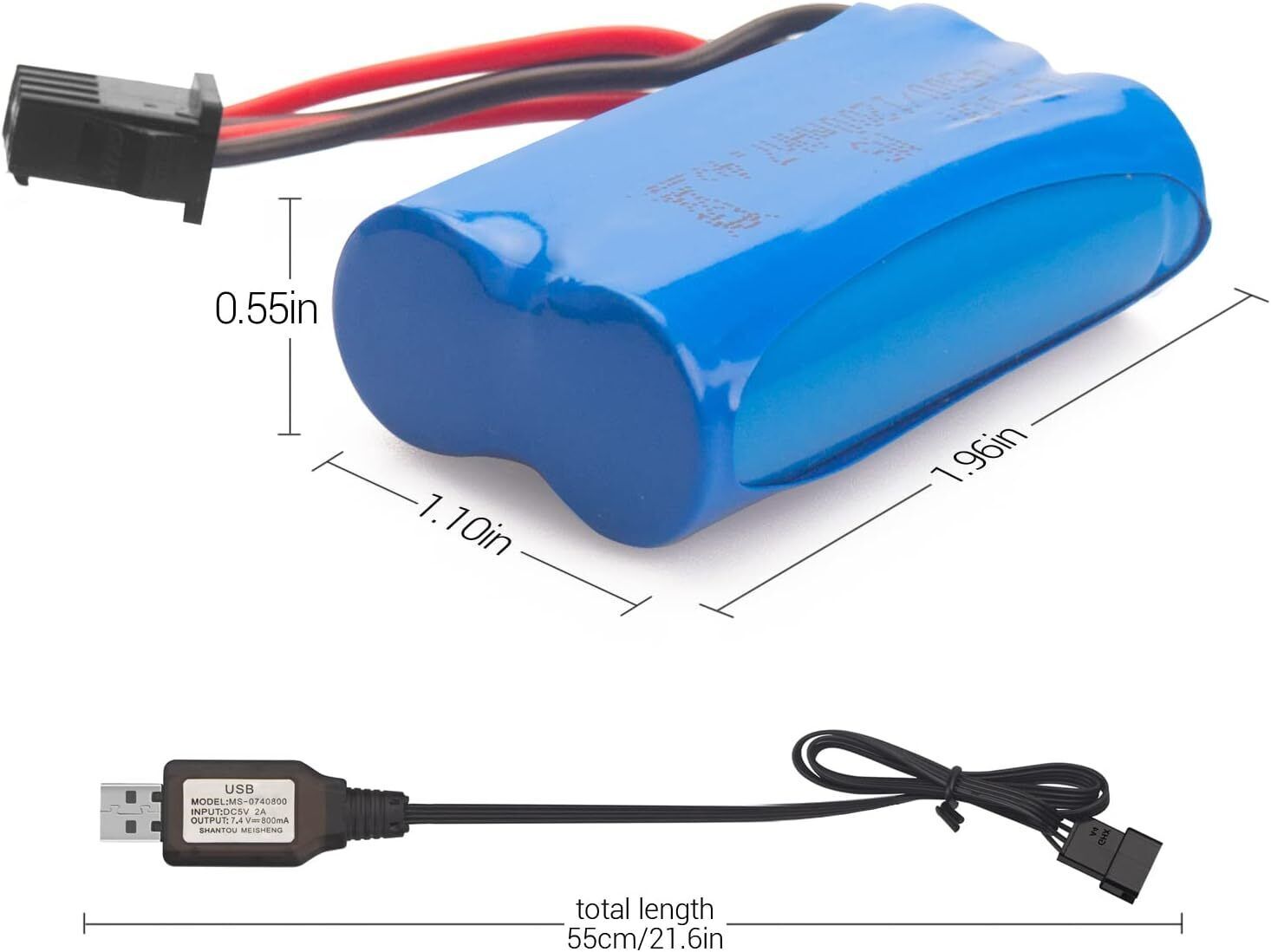 1×7.4V Li-ion Battery 1200mAh Rechargeable SM-4P Plug Charging Using Integration