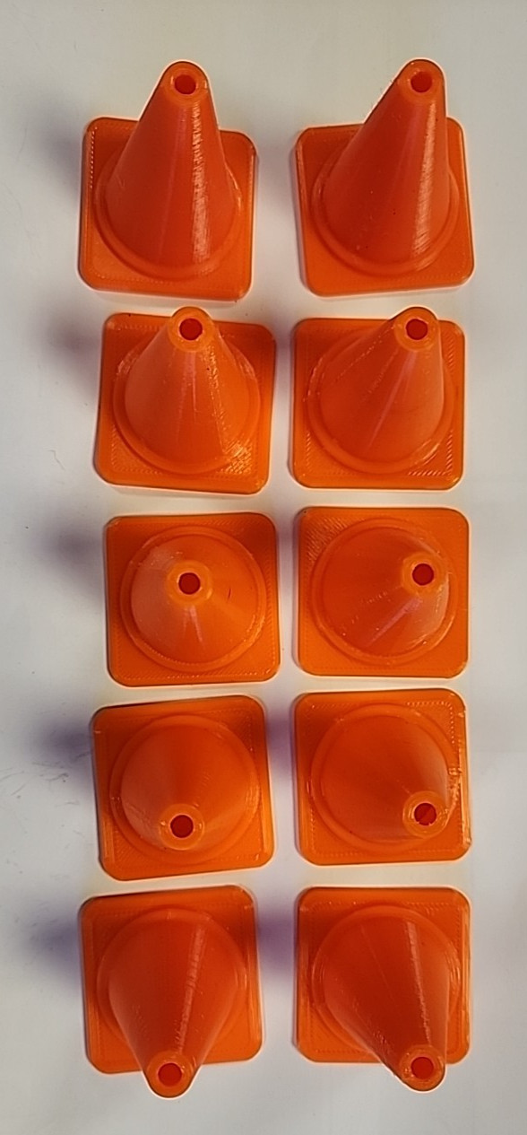 Ten (10) Orange Traffic Safety Cones for Scale RC New 3D printed 2.0 inch tall