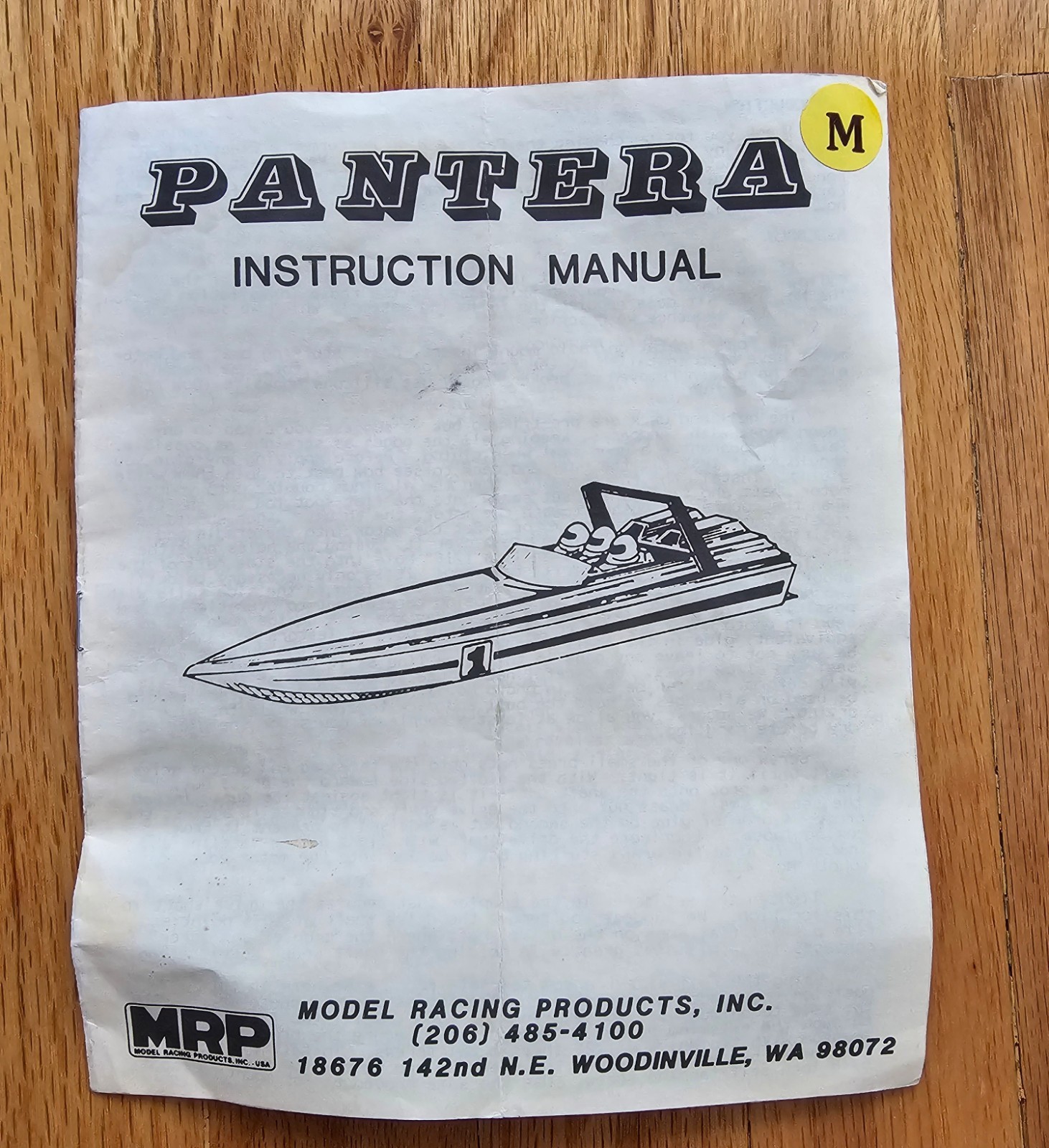 Pantera Model Boat Instruction Guide MRP Model Racing Products Speedboat Manual
