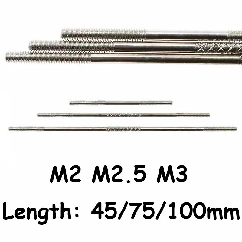 M2 M2.5 M3 45-100mm Pushrod Steel Nickel Plated Servo Link Linkage Push Rods RC