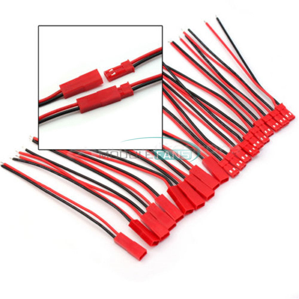 5/10/20Pairs JST Plug Connector Line Cable 100mm Male+Female fit RC Lipo Battery