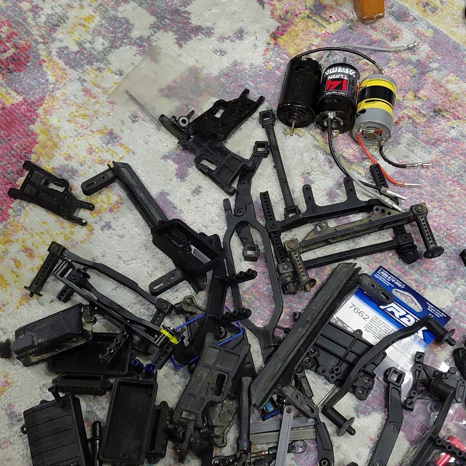 RC Car Parts Lot – Shocks, Motors, Chassis/Frame, Suspension, Hardware