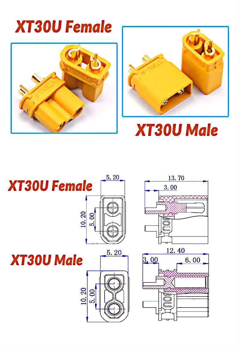 XT30 XT60 XT60H XT90 XT150 Male and Female Connectors with Caps Charger Plugs