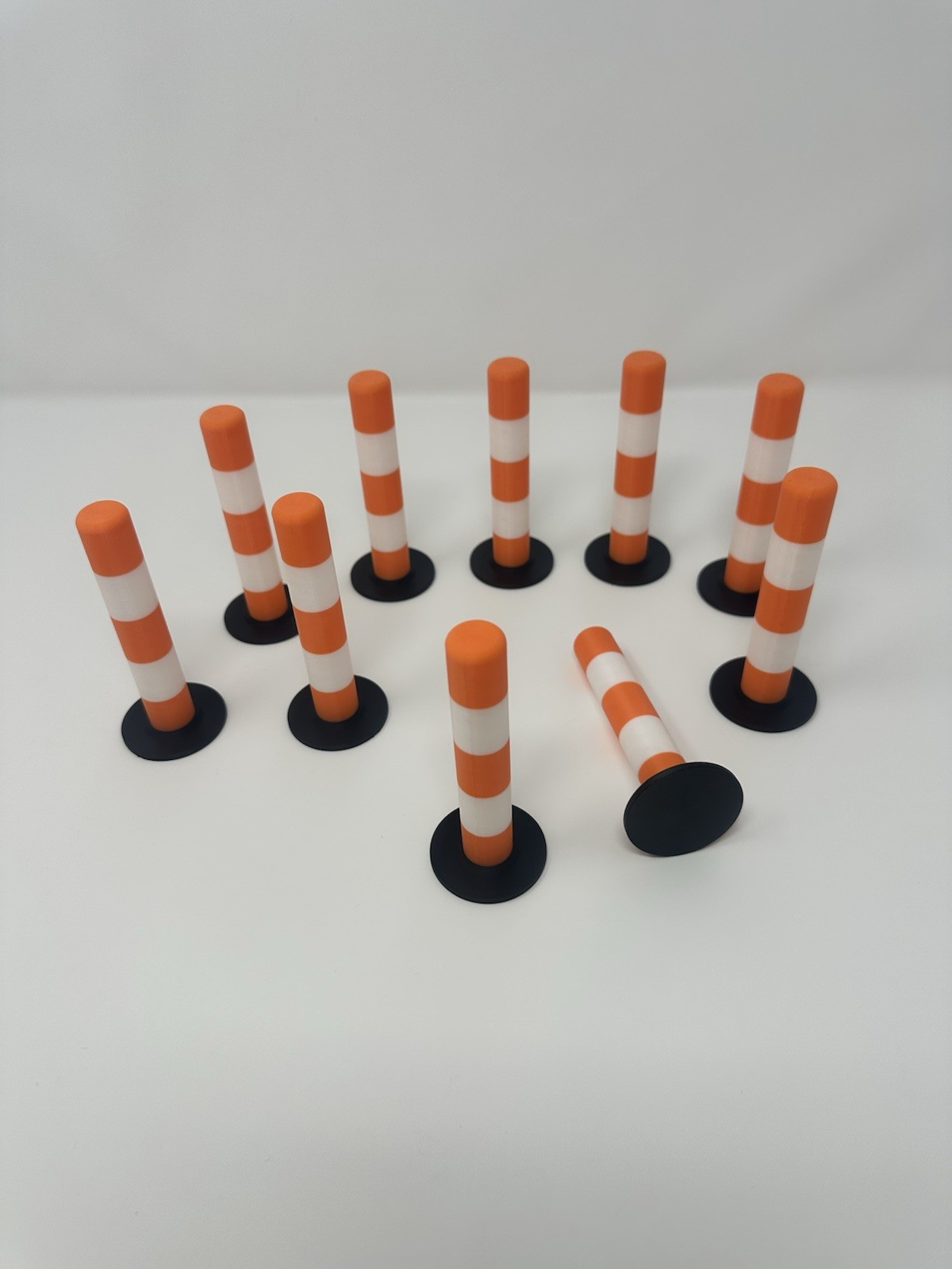 Set of 10 RC Scale Orange & White Road Barrier Cones 1/10 Scale RC