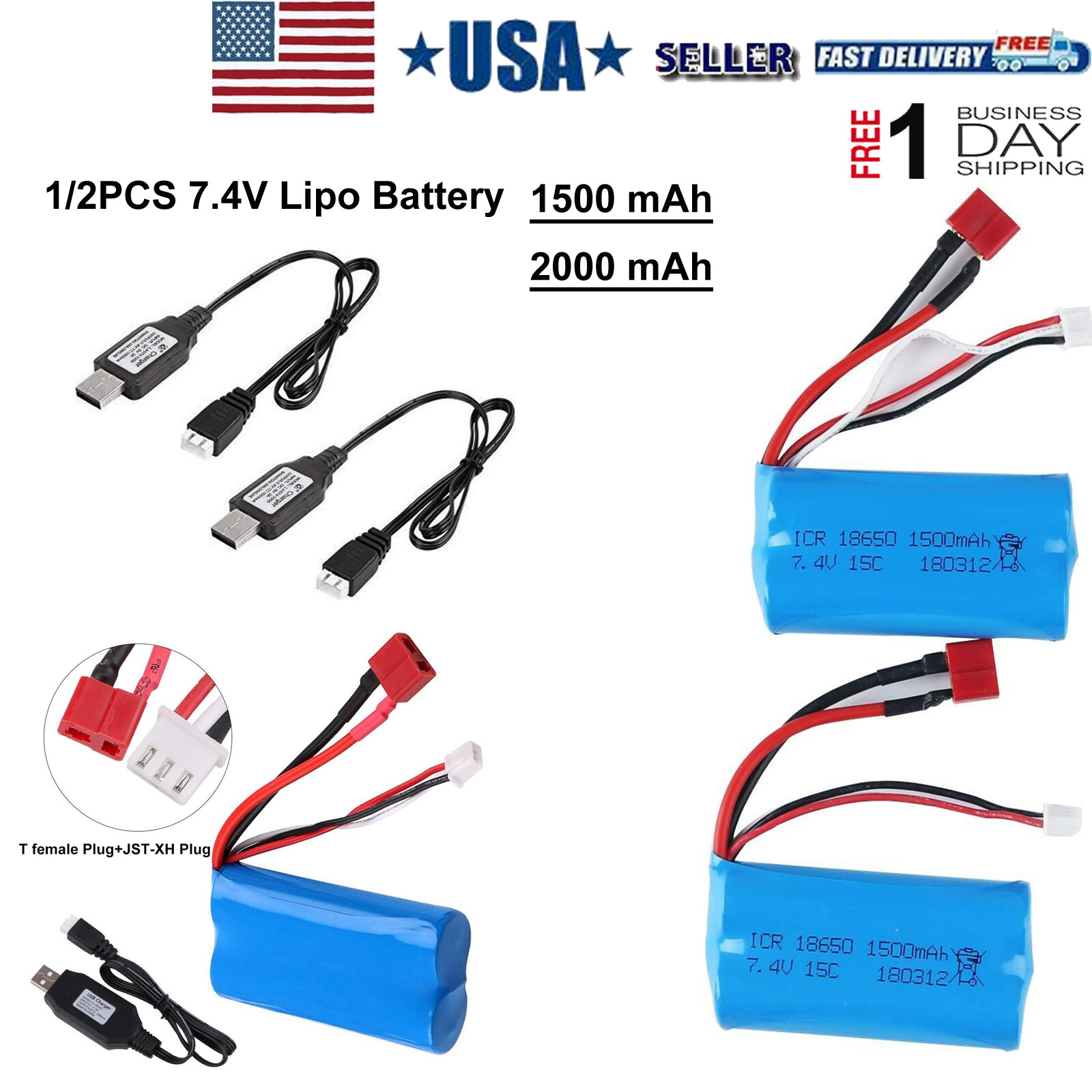 7.4V Lipo Battery Deans T Plug USB Battery Charger for RC Car Truck Buggy Boat