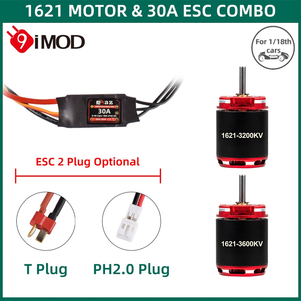 9IMOD Brushless 30A ESC &1621 Motor Combo Mini For 1/18 RC Car Axial SCX24 TRX4M