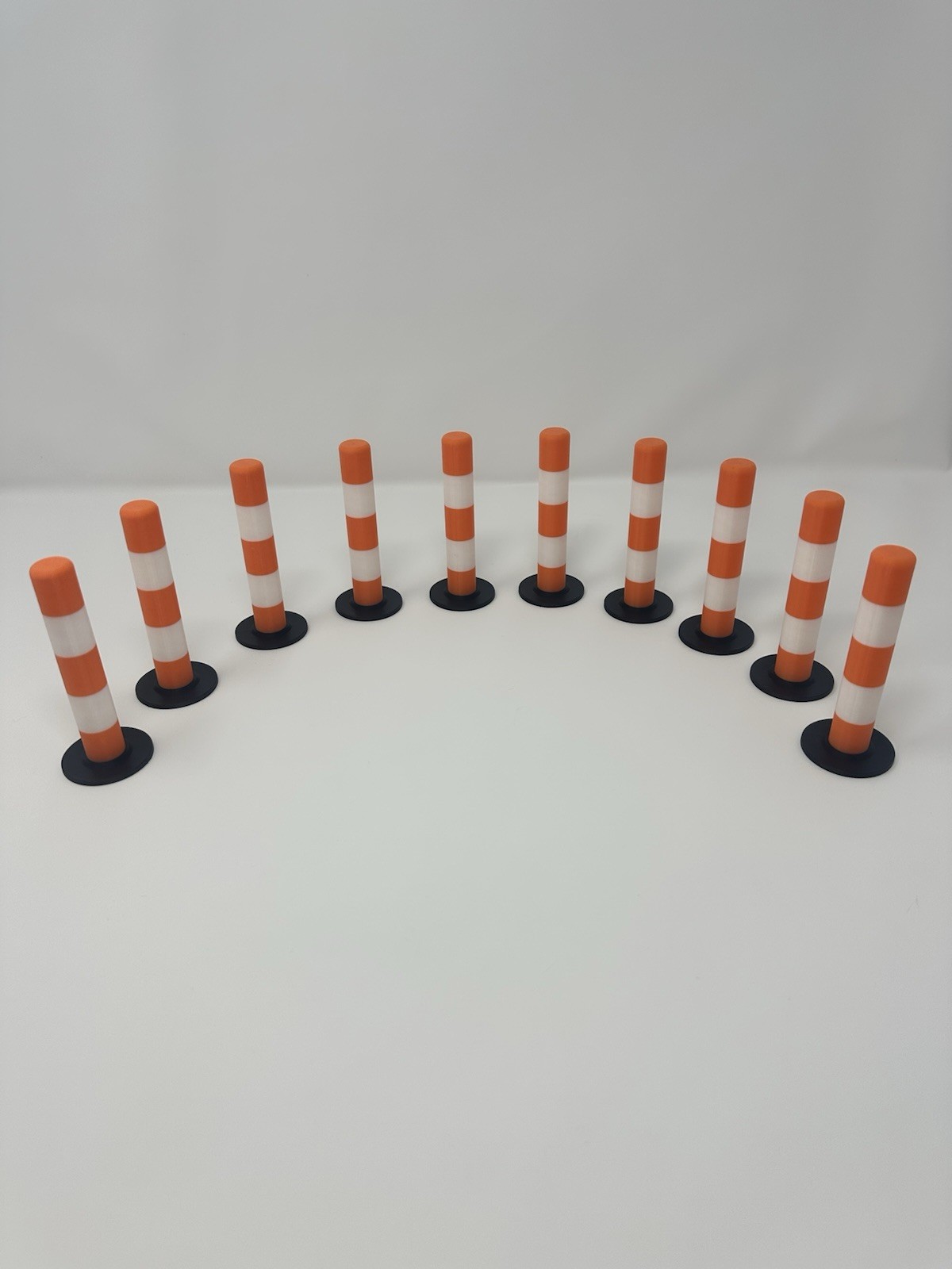 Set of 10 RC Scale Orange & White Road Barrier Cones 1/10 Scale RC