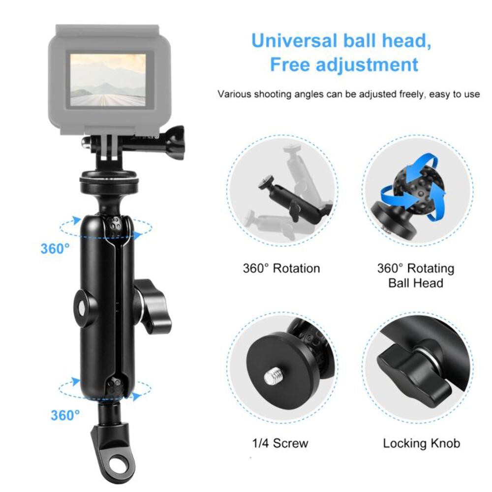 Motorcycle Holder Mirror Base Hole Fixed Mount GoPro Action Cameras