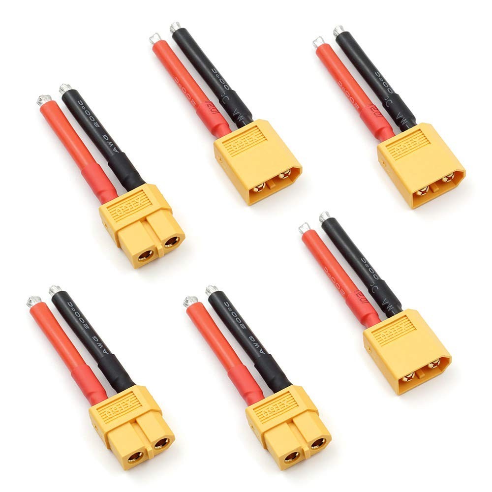 High-Performance 3 Pairs XT60 Connectors with 12AWG Silicone Wire – 55A Rating