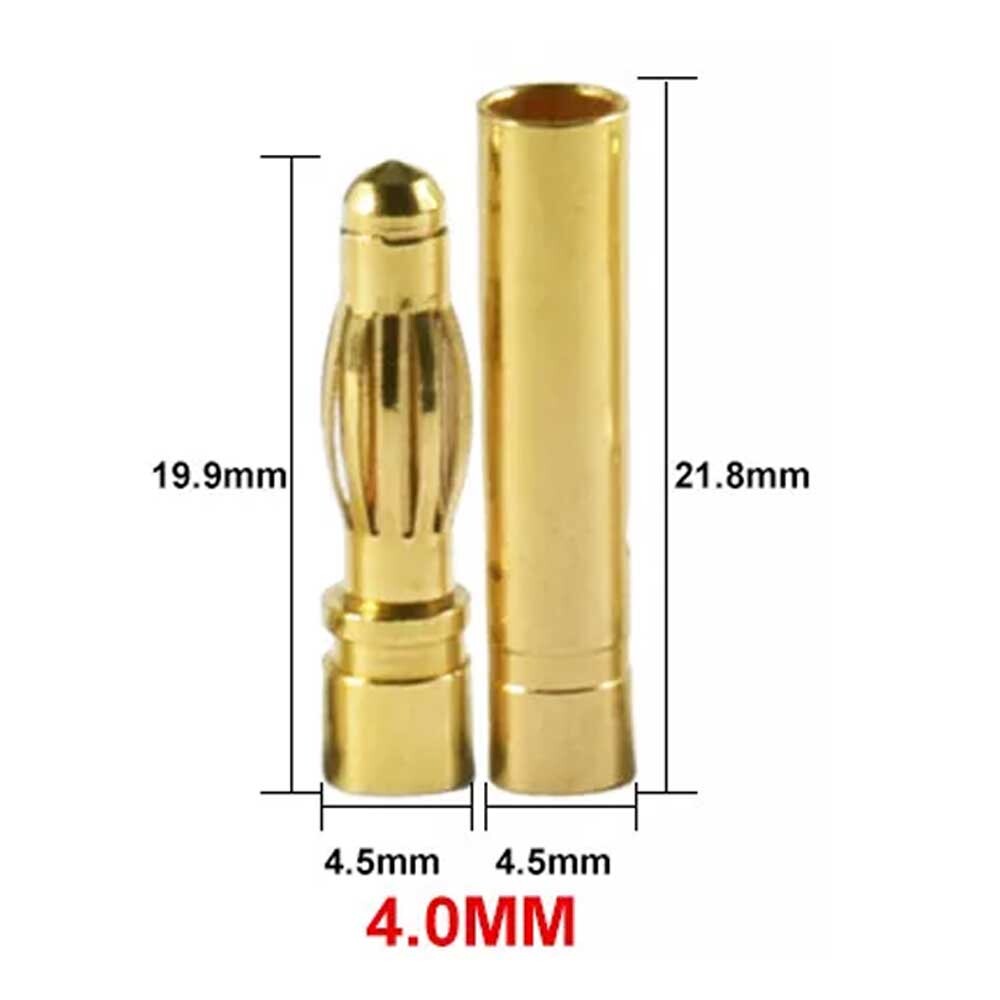 20 Pair 4mm Gold Bullet Banana Connector Plug for ESC Brushless Motor RC Battery
