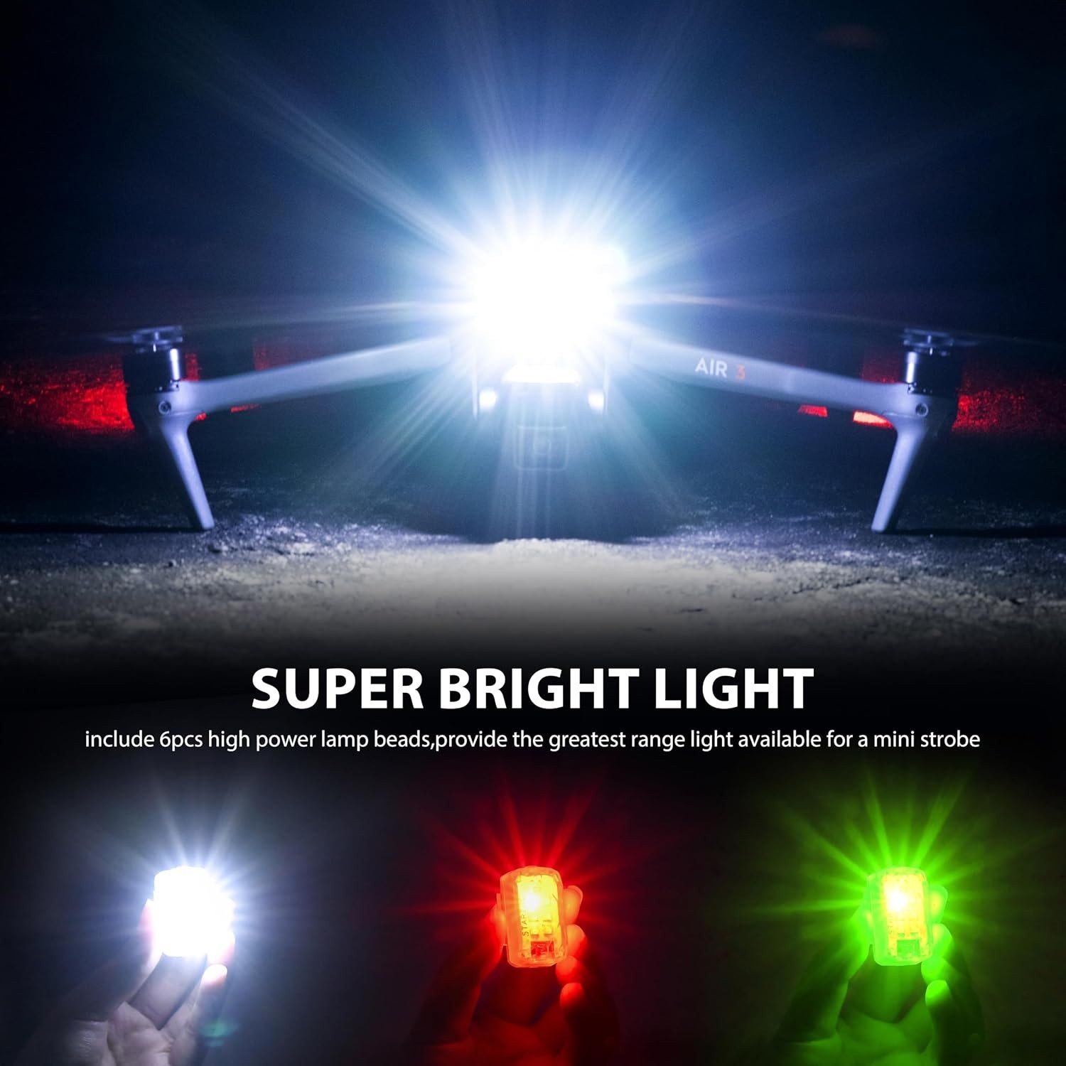 Anti-Collision Drone Strobe Lights – Rechargeable, Long Battery Life, 120 Lumens
