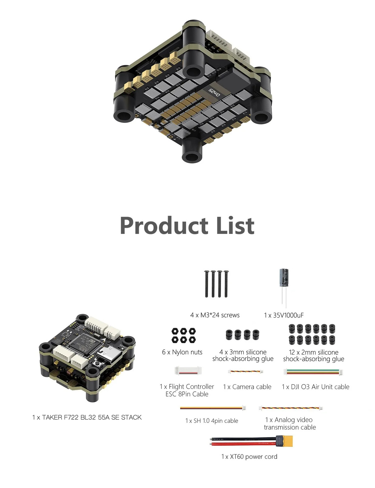 GEPRC TAKER F722 BL32 SE STACK 55A MPU6000 Gyro 32Mb Flight Data Record FPV RC