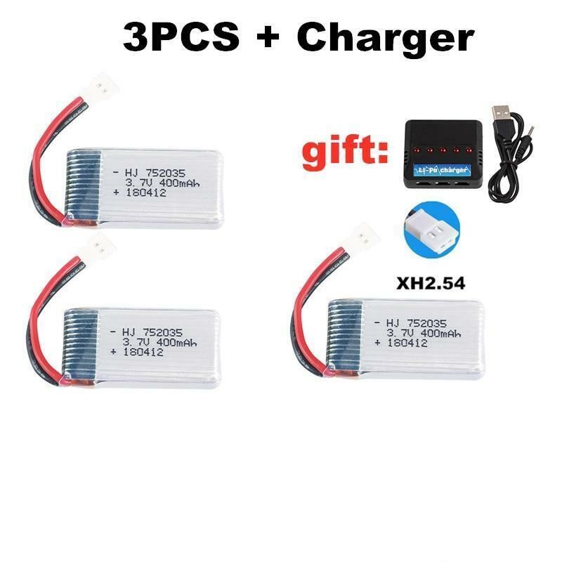 Lipo Battery 752035 3.7v 400mah 20c For Hubsan X4 H107 H107d H107l Jd385 388 Rc
