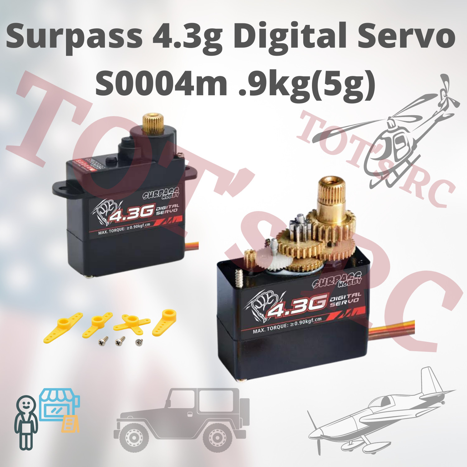 SURPASS Hobby 4.3g Metal Gear Micro Servo for RC plane Robot 1/24 1/28 Truck Car