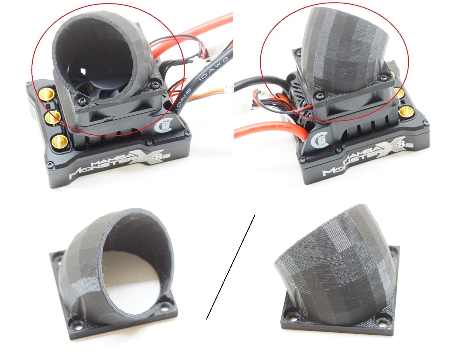 Forced Air Induction Fan Shroud Intake for Castle Mamba Monster X 8S ESC 40x40mm