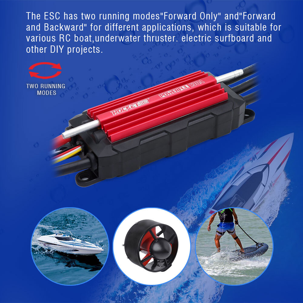 ROCKET-RC POWERFUL 32-Bit Brushless ESC 70A/90A/105A/130A Waterproof for RC Boat