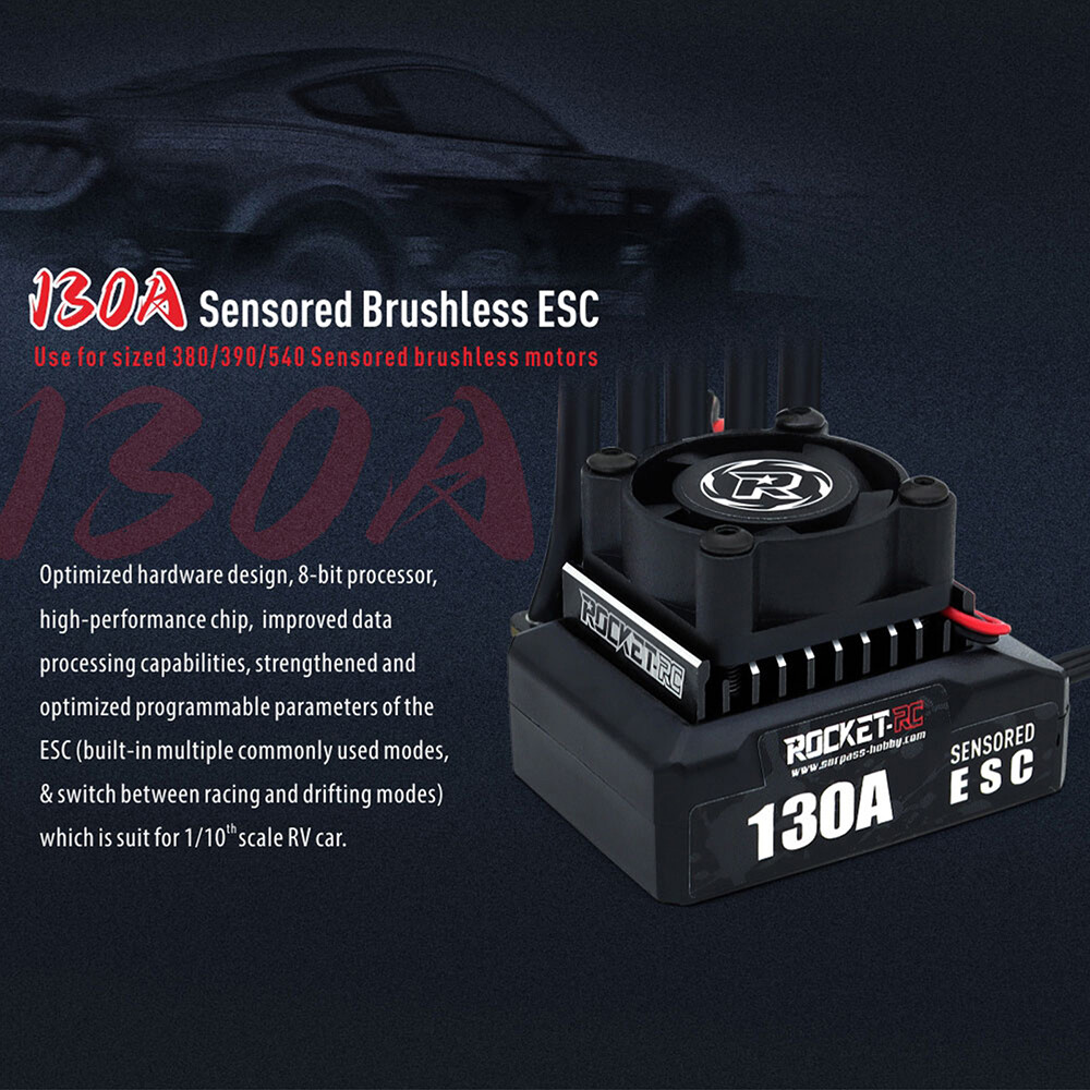 New ROCKET-RC 130A Brushless ESC Program Card for 1/10 RV Car 380/390/540 Motor