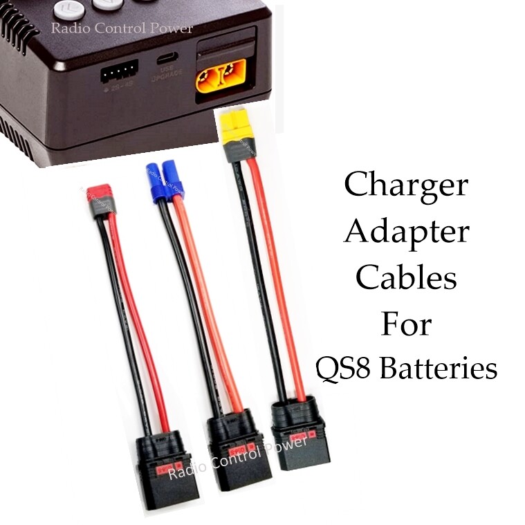 RCP Charge Lead Adapter Cables EC5/IC5 – QS8, XT60 – QS8, Deans – QS8