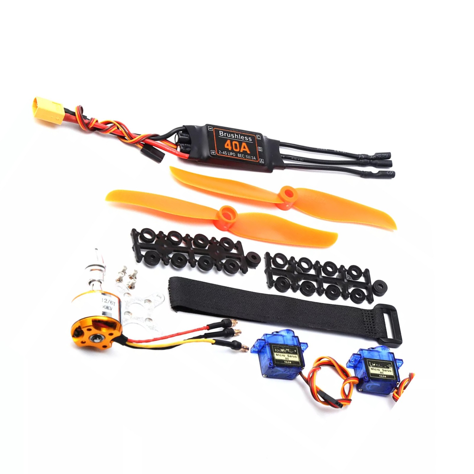 Brushless Motor Kit 2200KV 40A ESC 8060 Propeller 9G Micro Servo RC Plane Parts