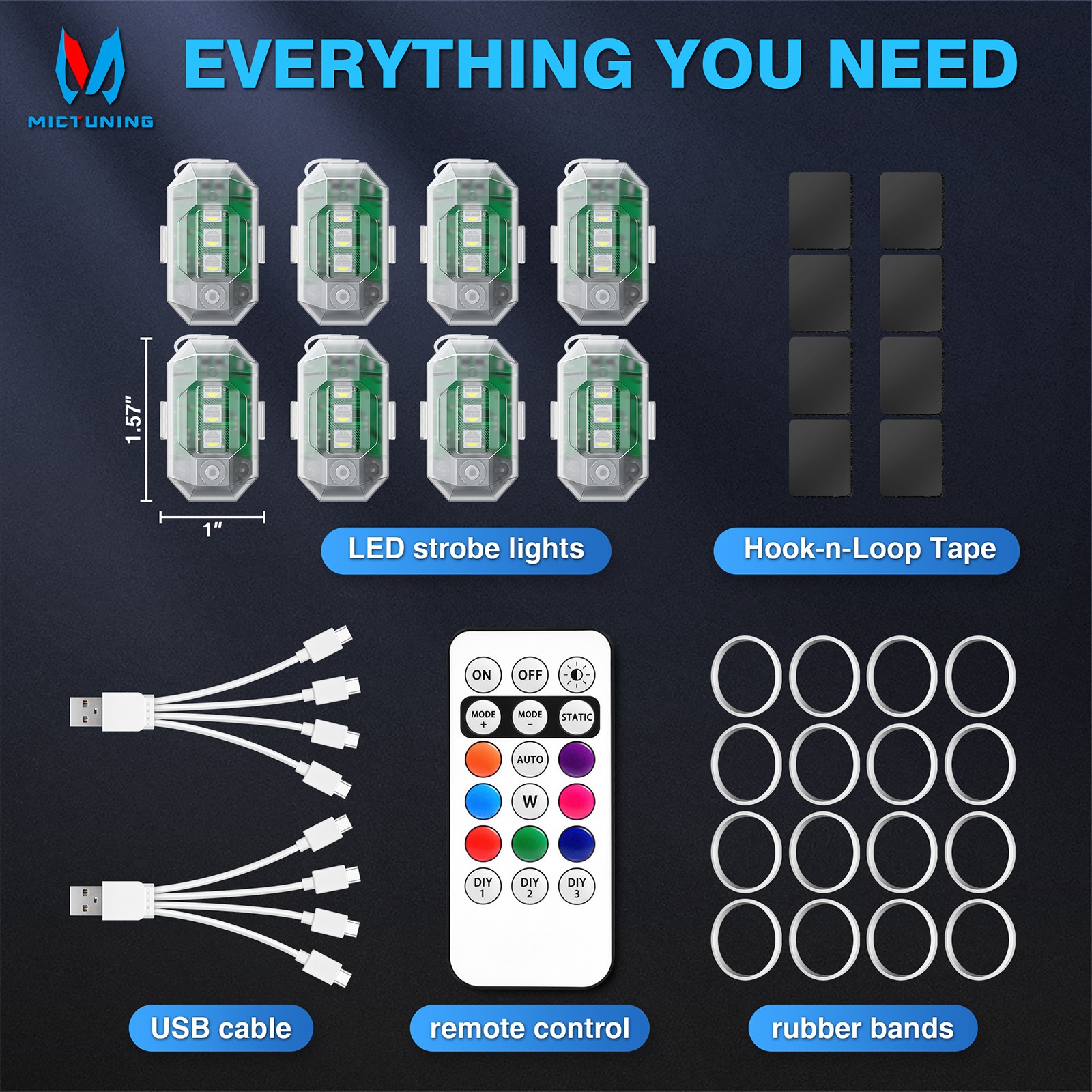 8PCS Wireless LED Strobe Lights Remote Anti-Collision Lights for Car Truck Bike