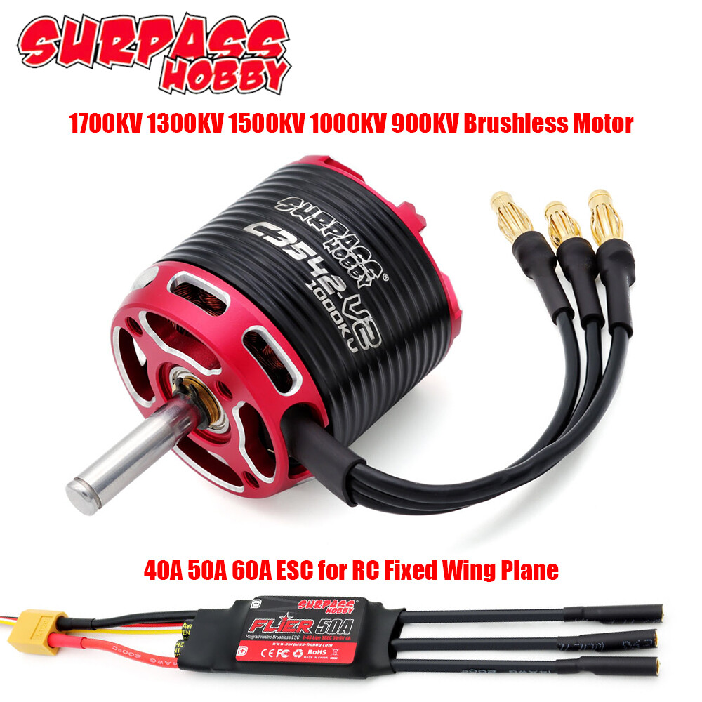 SURPASS HOBBY 900-1700KV Brushless Motor 40-60A ESC for RC Fixed Wing Air Plane