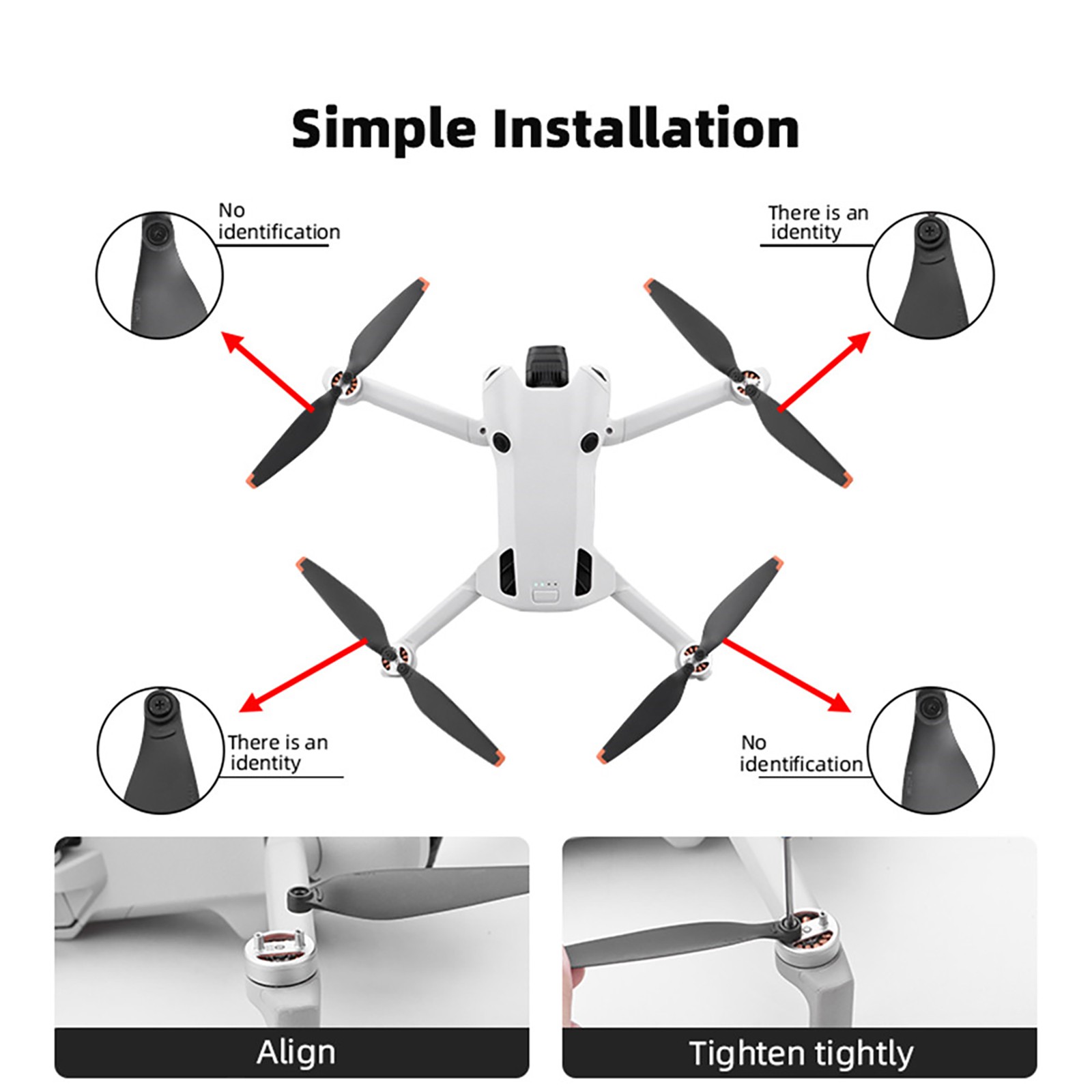 2Pair 6030F Propeller Blade+Screws+Screwdriver For DJI Mini 4 Pro Drone