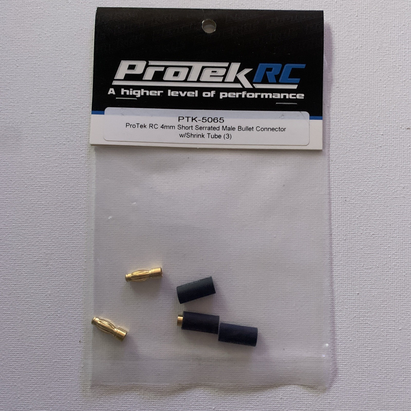 ProTek RC 4mm Short Serrated Male Bullet Connector W/Shrink Tube PTK-5065 NEW