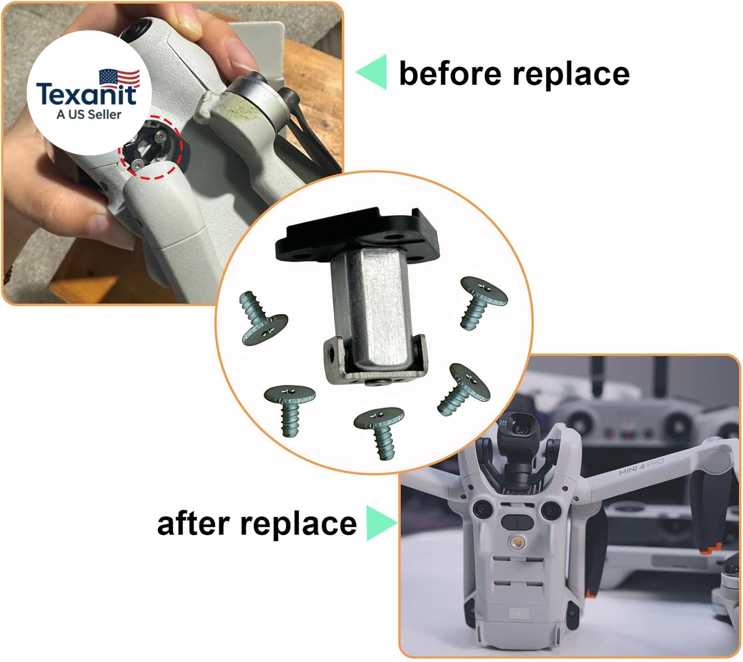 LHHZYKJG Front Arm Hinge Replacement with Front Arm Axis Shaft Screws for Dji Mi