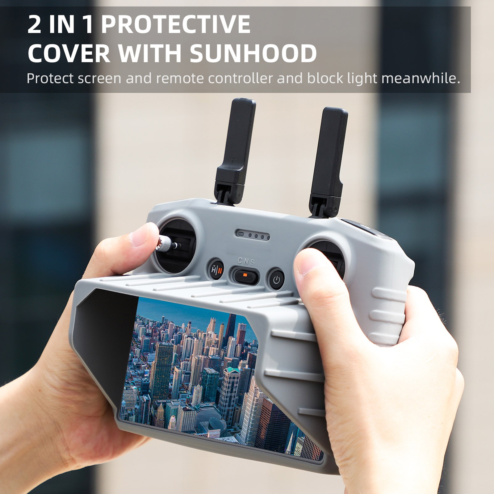 Silicone Protective Case with Sunshade Hood for DJI Air 3 RC 2 Remote Control ff