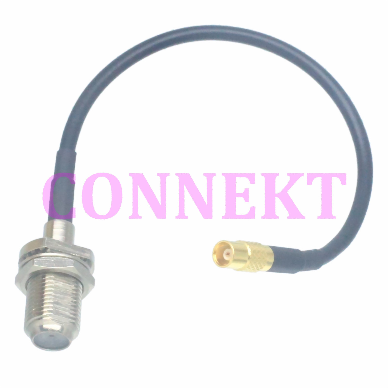 F female nut bulkhead to MCX female RG174 cable jumper pigtail 15cm